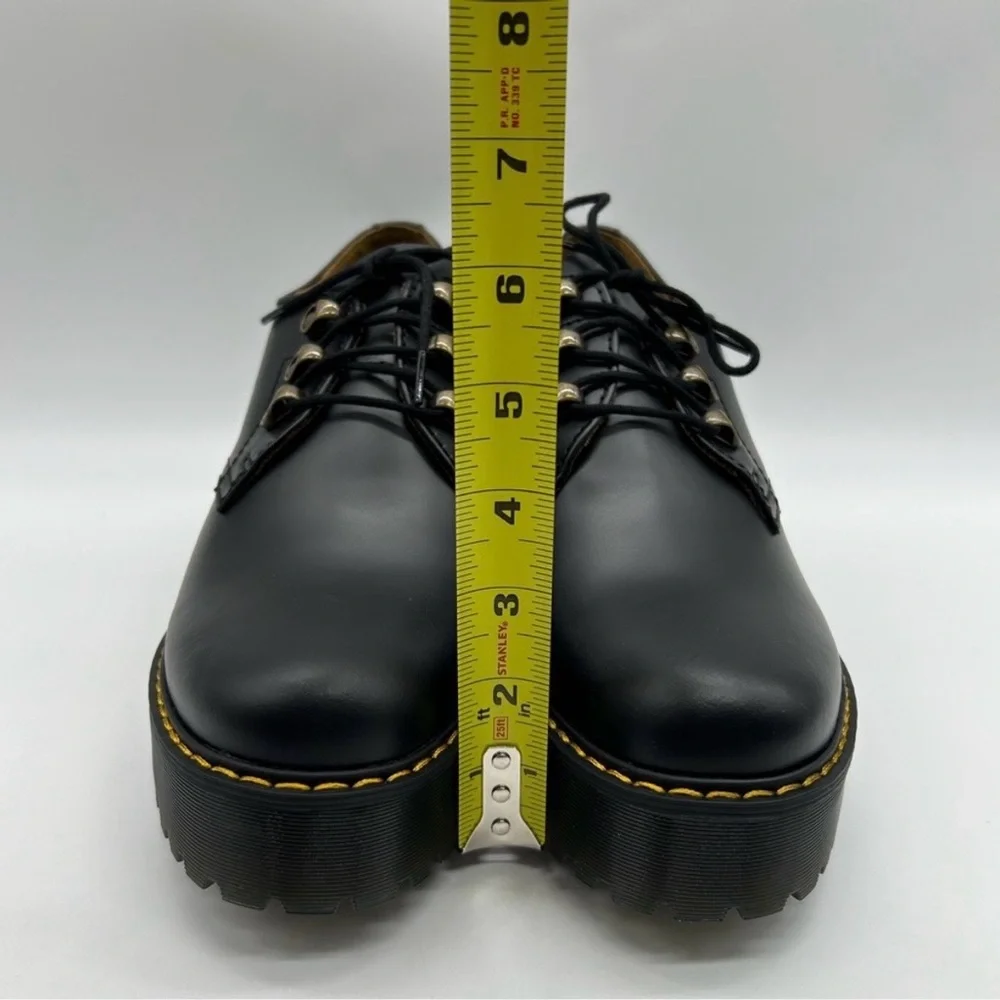 Dr. Martens Platform Black Leather Derby Lug Sole Leona Oxford Shoes Size 11 New